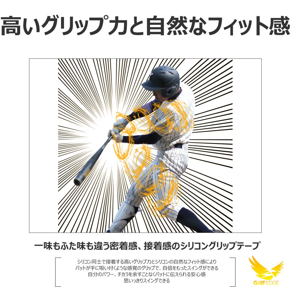 GRIF EDGE(グリフエッジ) スプレー要らずの高グリップ力 野球用グリップテープ シリコングリップテープ GRG001