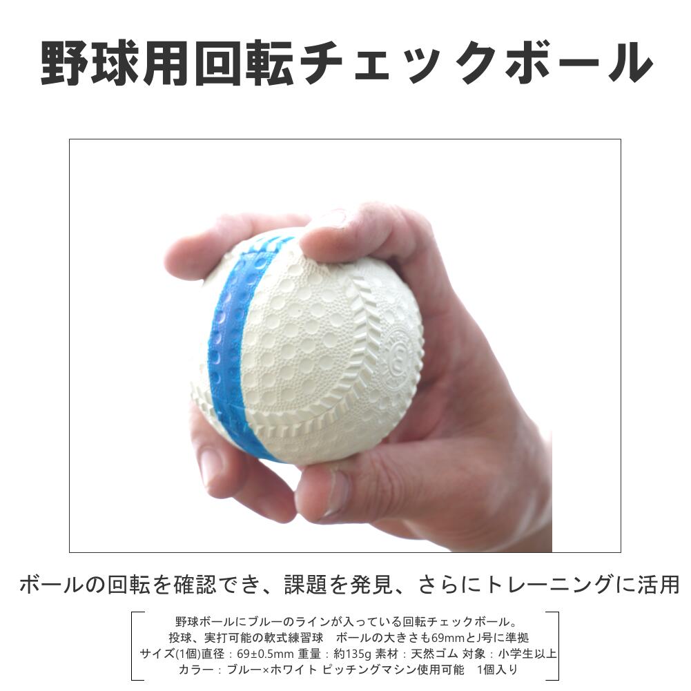 軟式野球用トレーニングボール 回転チェックボール69 ブルー/白 1個 コクサイ(KOKUSAI) ks229-1