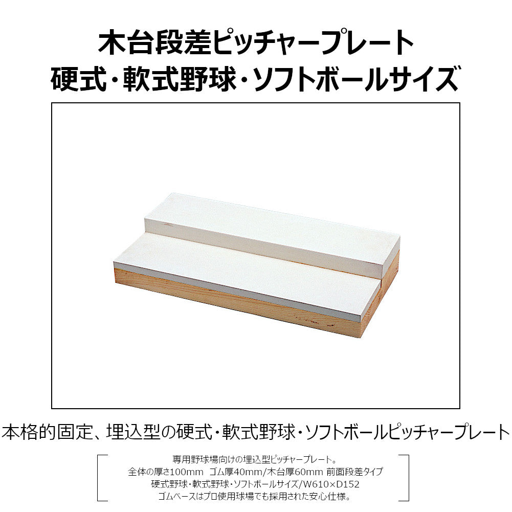 野球ベース 埋め込み コクサイ KOKUSAI 木台付ピッチャープレート段差式100 一般用 RB824 1台
