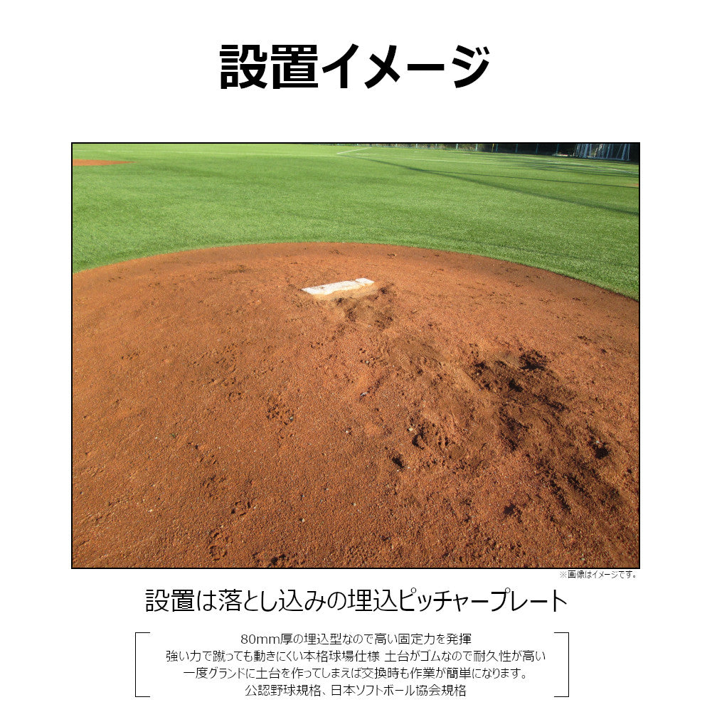 野球ベース 埋め込み コクサイ KOKUSAI ゴム台付ピッチャープレート80 一般用 RB828 1台