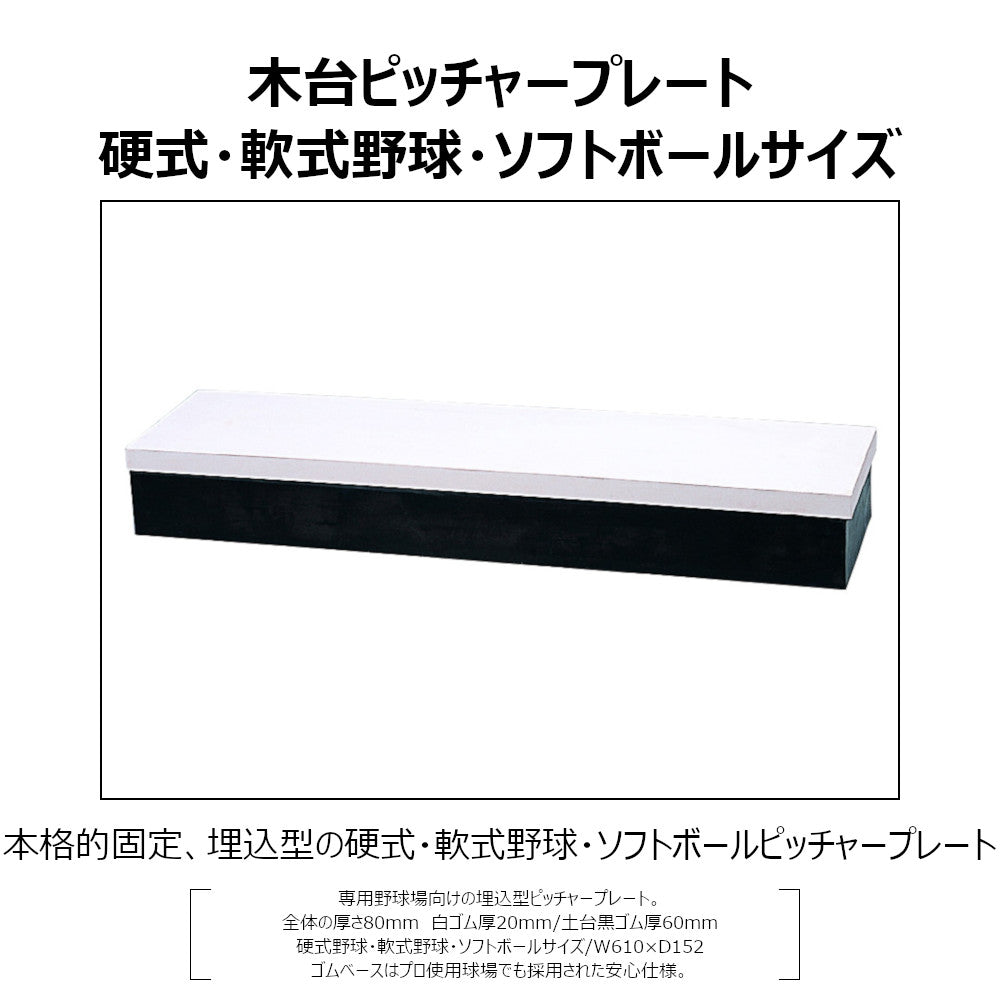 野球ベース 埋め込み コクサイ KOKUSAI ゴム台付ピッチャープレート80 一般用 RB828 1台