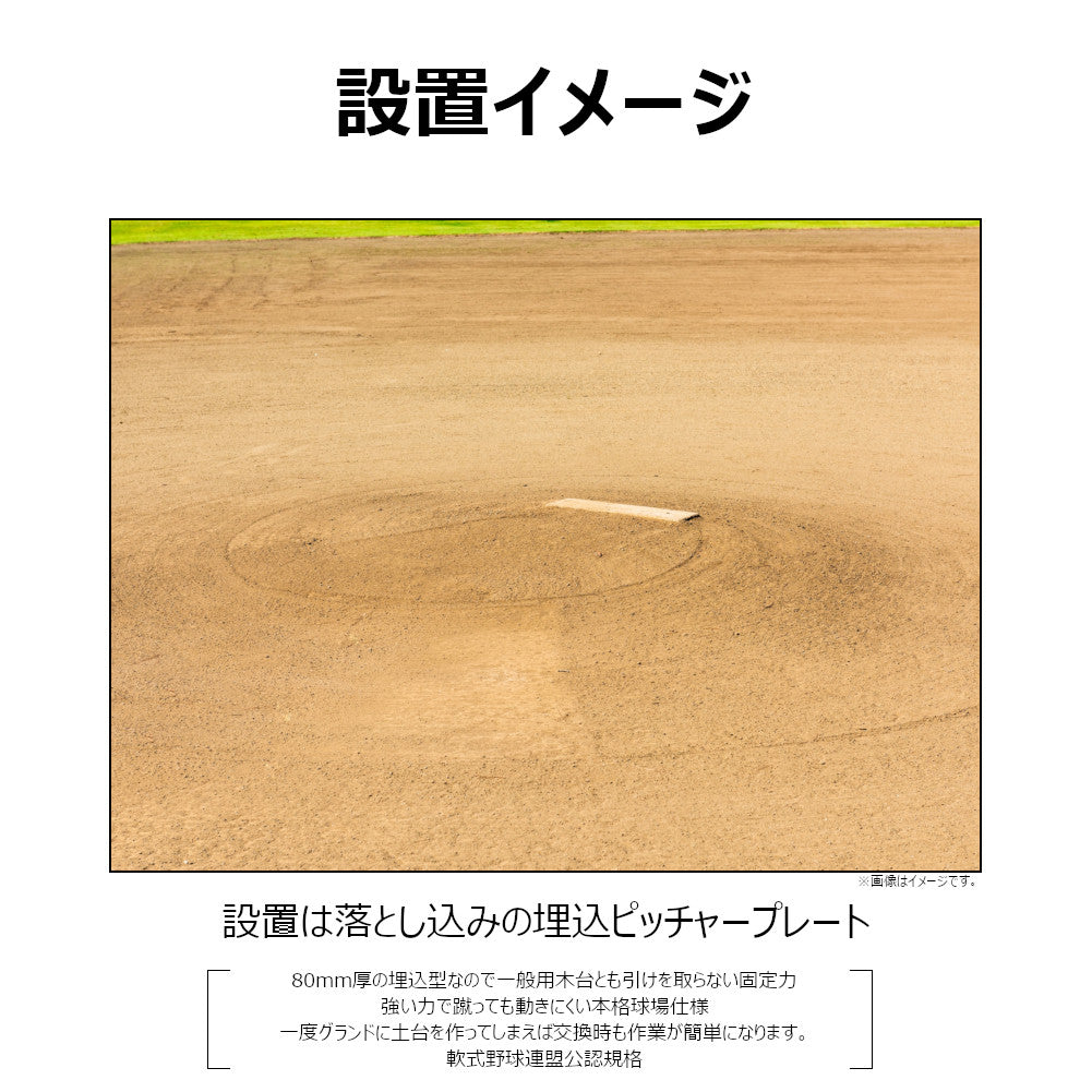 少年野球ピッチャープレート コクサイ KOKUSAI 埋め込み 木台付ピッチャープレート80 少年用 RB848 1台