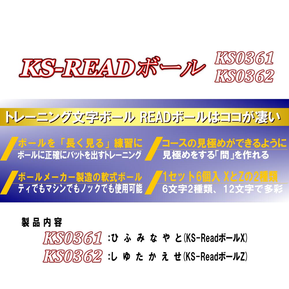 「間」をつくるトレーニングボール バッティングトレーニングボール KS-READボールX 文字ボール 動体視力 コクサイ(KOKUSAI) KS0361