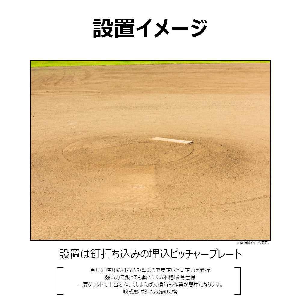 ピッチャープレート ゴム 少年用 20mm厚 少年野球 埋め込み 3本釘付 RB530 コクサイ KOKUSAI