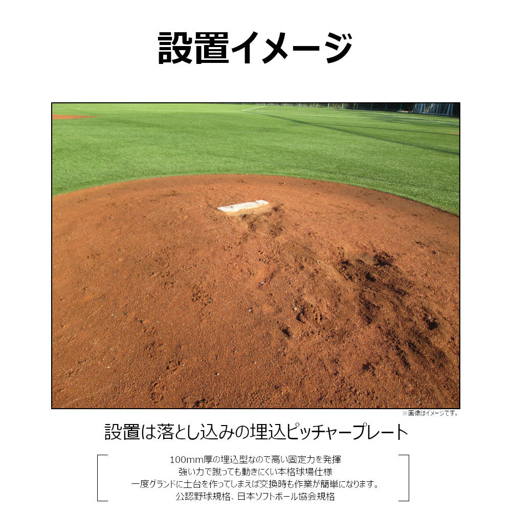 野球ベース 埋め込み コクサイ KOKUSAI 木台付ピッチャープレート100 一般用 RB810 1台