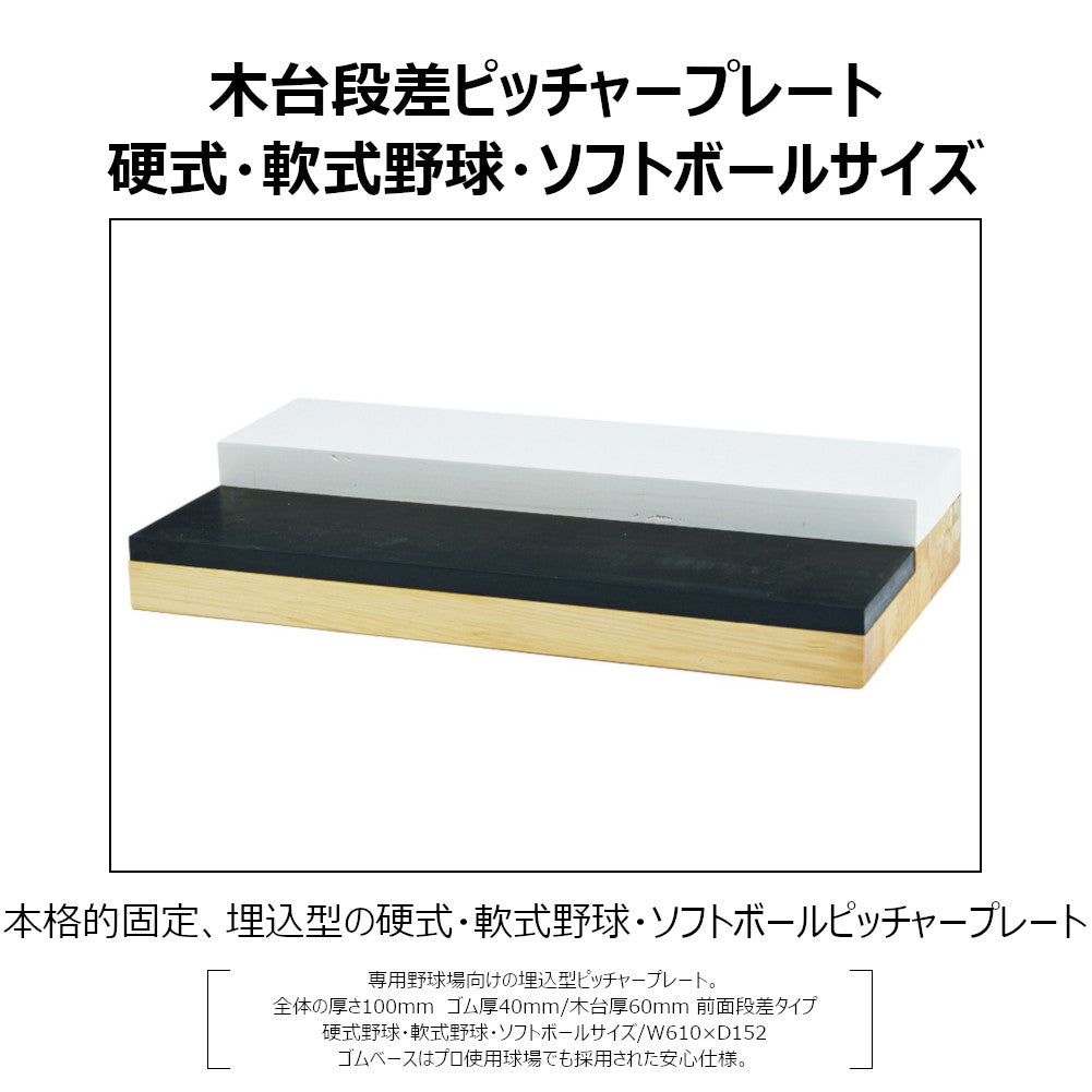 野球ベース 埋め込み コクサイ KOKUSAI 木台付ピッチャープレート段差式100K 一般用 RB835 1台
