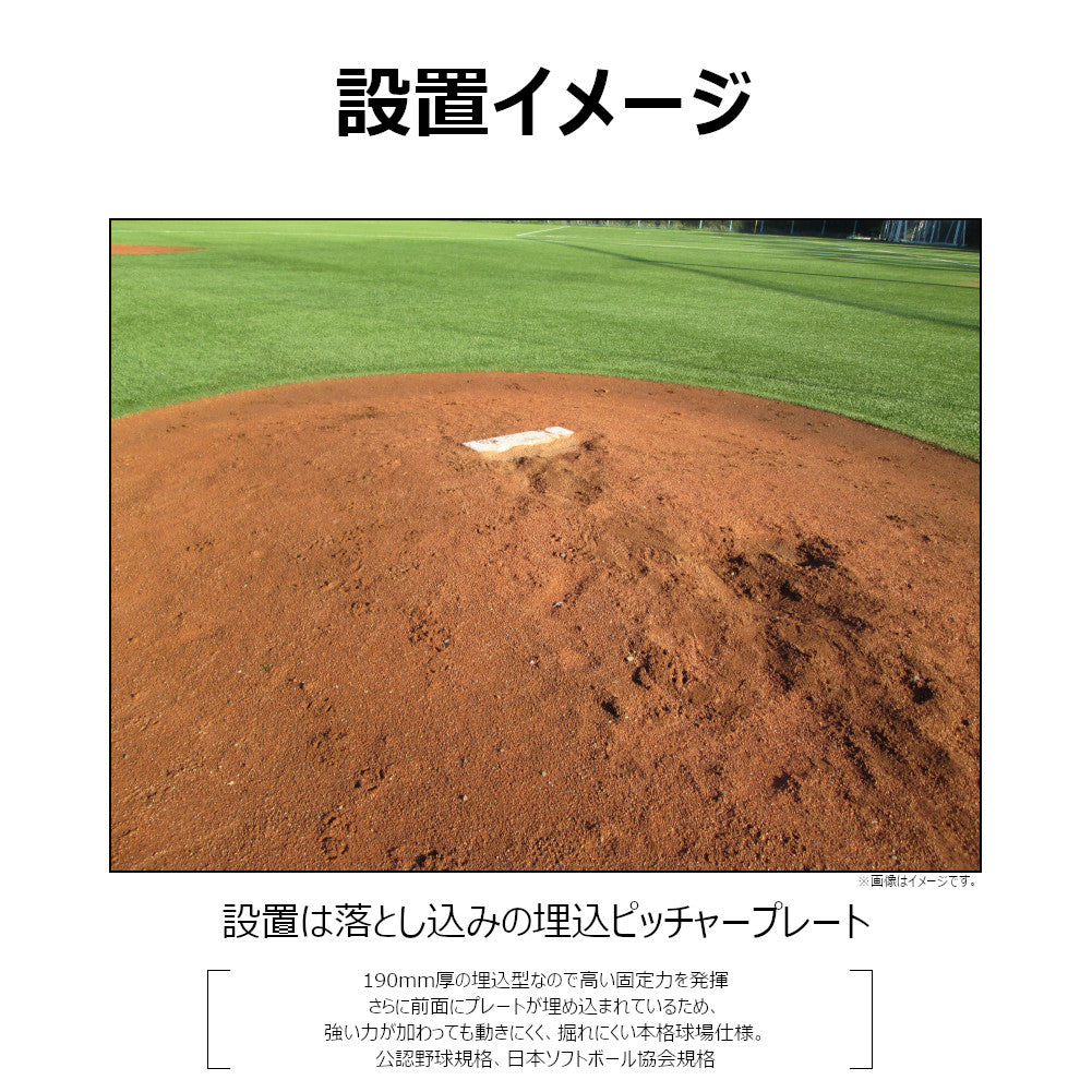 野球ベース 埋め込み コクサイ KOKUSAI 木台付ピッチャープレート段差式190 一般用 RB842 1台